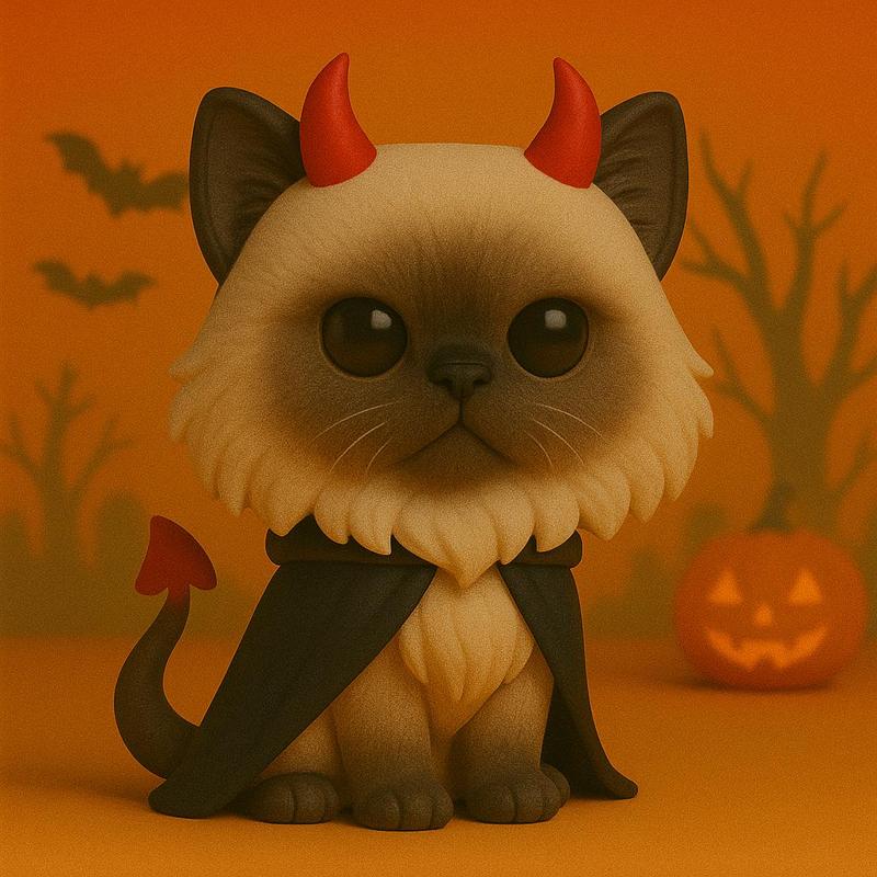 Himalayan Cat Himalayan Devil Halloween POP -STL