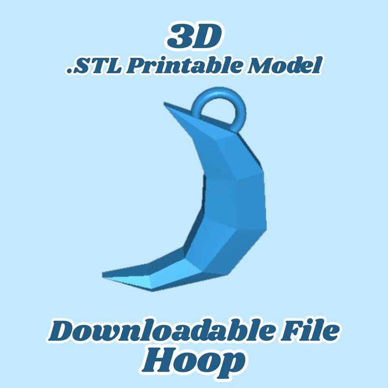Low Poly Moon 3D Printable .STL File Digital Download Crescent Moon Charm