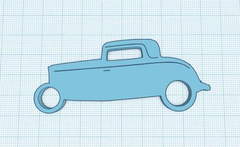 1932 Ford Three Window Coupe Hotrod Silhouette Keyring