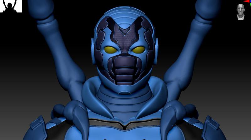 Bust for print of Blue Beetle DC Comic Fan Art - Bust for print of Blue Beetle DC Comic Fan Art