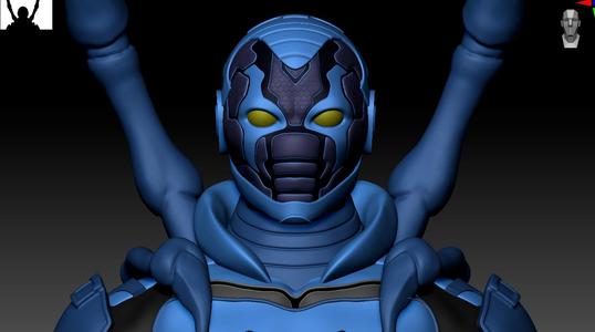 Bust for print of Blue Beetle DC Comic Fan Art - Bust for print of Blue Beetle DC Comic Fan Art