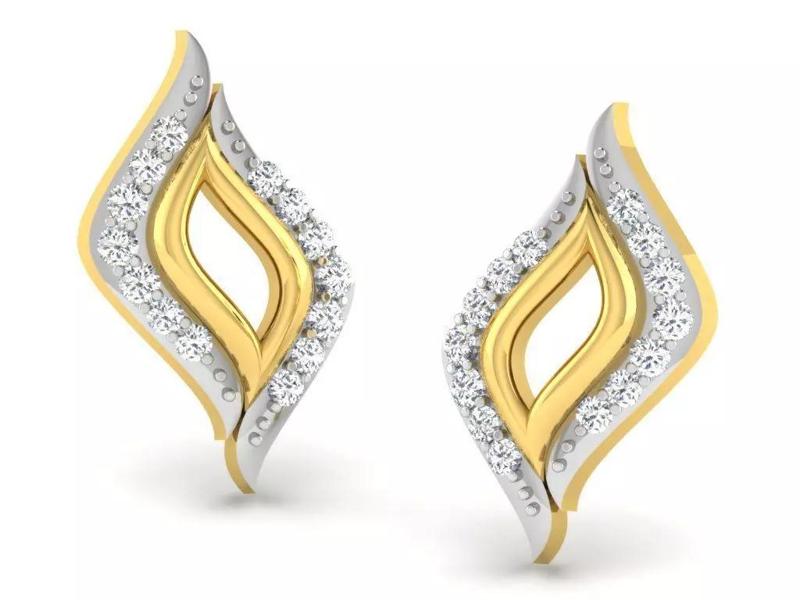 Gold Diamond Women Earring 3D print Model