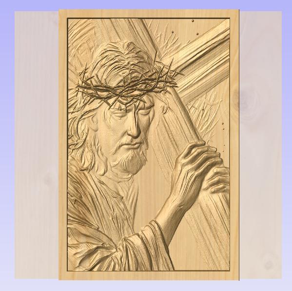Jesus Carrying the Cross 3D CNC Relief STL for Religious Wood Carving