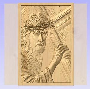 Jesus Carrying the Cross 3D CNC Relief STL for Religious Wood Carving