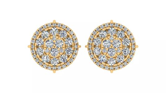 Majestic Multi-Tier Round Cluster Diamond Stud Earrings
