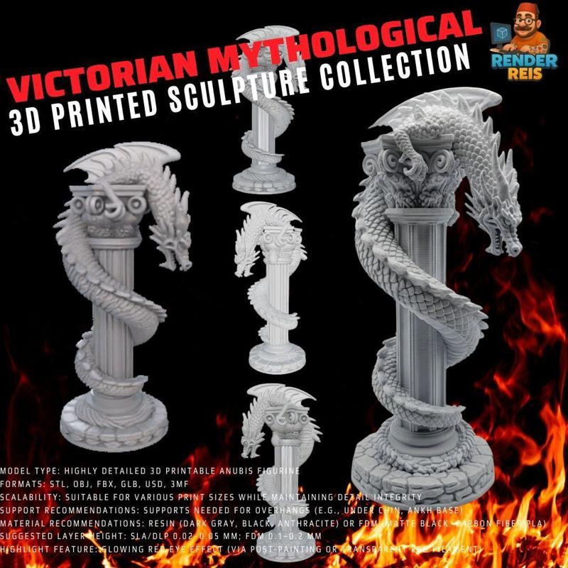 3D Printable Ancient Chinese Dragon Column