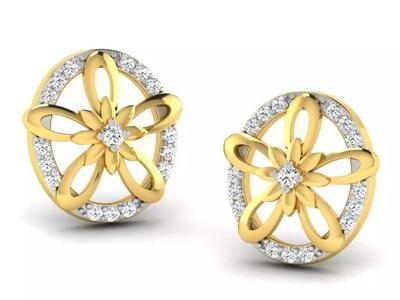 Gold Diamond Women Earring 3D print Model