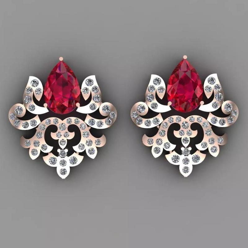 Rose Gold Diamond Women Earring 3D print Model