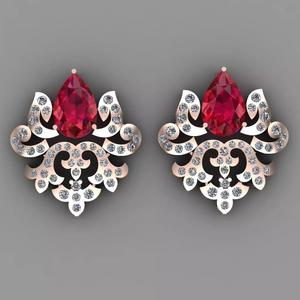 Rose Gold Diamond Women Earring 3D print Model