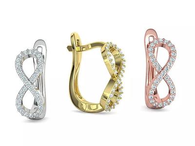 Infinity Diamond Earrings Womens Huggie Earrings