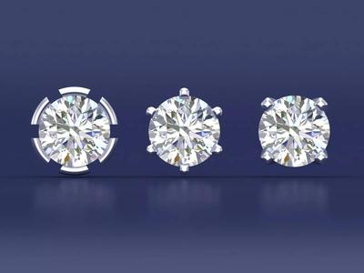 Half Carat Diamond Stud Earrings CAD File in different prong