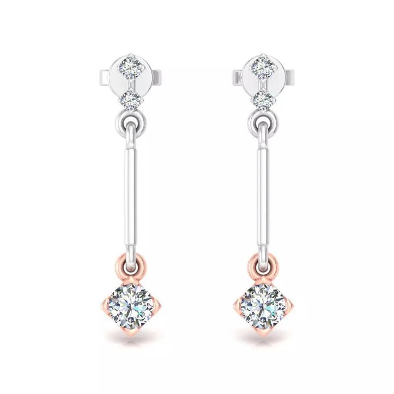 Royal Teardrop Diamond Earrings in Two Tone Finish
