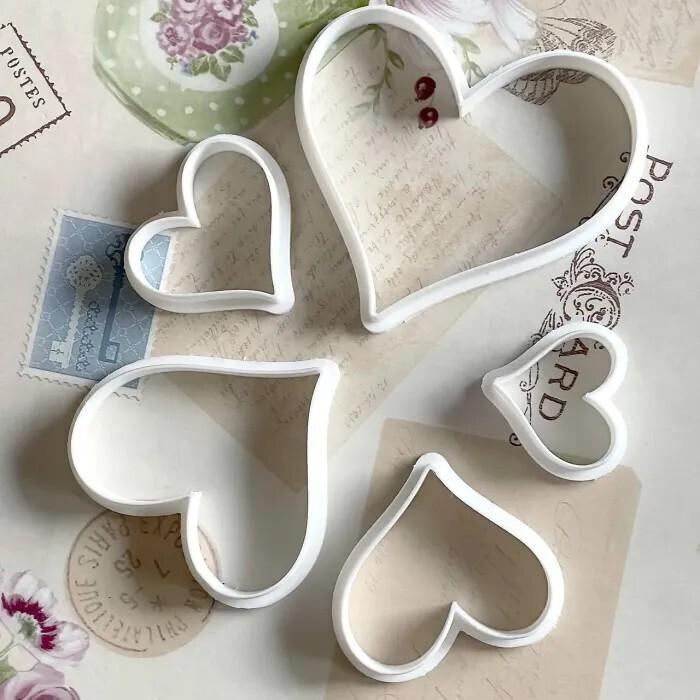 Heart Cookie Cutter, Heart Shape, Heart Polymer Clay Cutter, 5 sizes, irregular shape