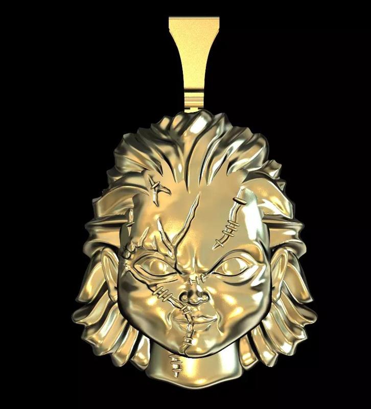 chucky doll face pendant