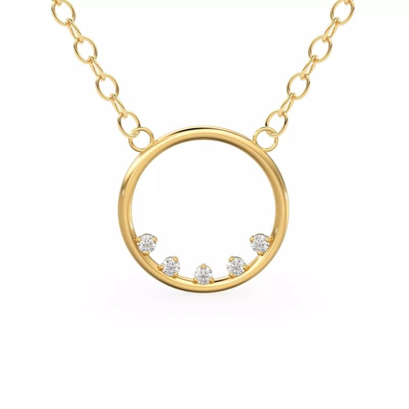 Circle Round Diamond Pendant Zircon Geometric Charm Necklace