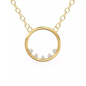 Circle Round Diamond Pendant Zircon Geometric Charm Necklace