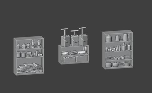 Wild West 28mm Scale General Store Shelves STL | 3D Printable Western Terrain for Miniature Tabletop Games