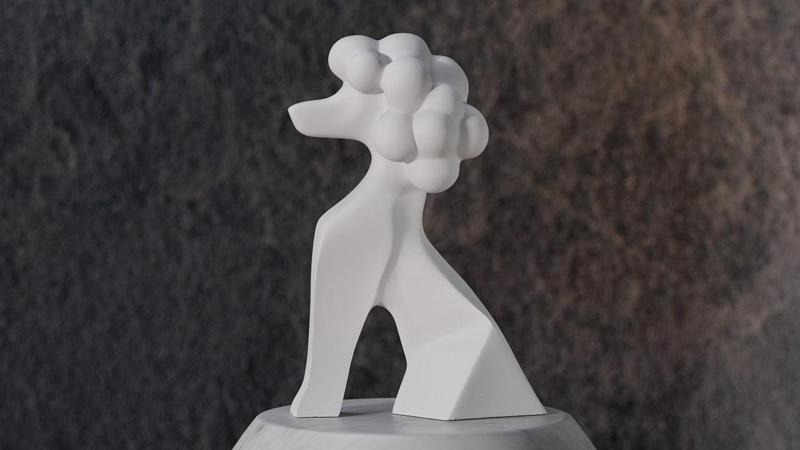 Modern Poodle Sculpture – Minimalist Geometric Art