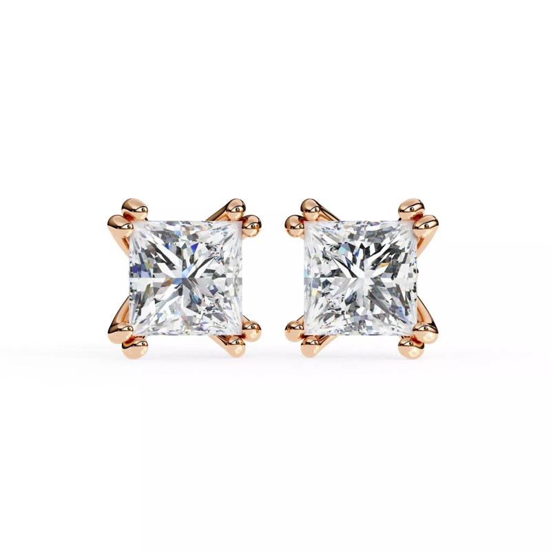 Diamond Studs Earrings 360 animation renders 3dm stl details