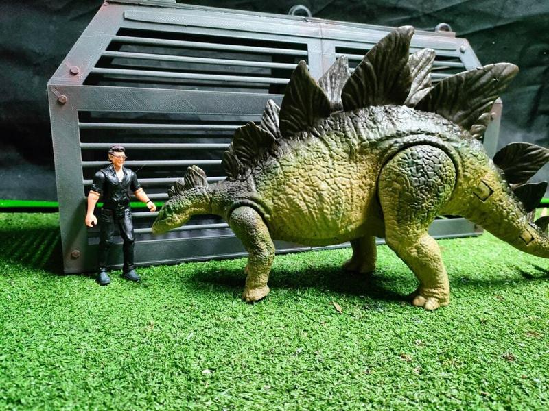 jurassic park TLW cage stegosaurus in mattel scale