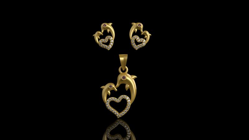 Fancy Heart Pendant Set - 009