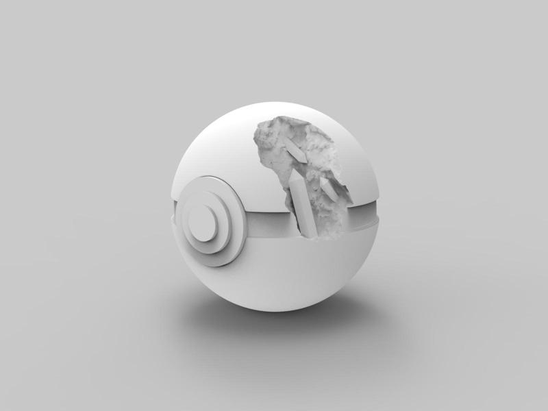 Pokeball daniel arsham style sculpture - with crystals and minerals