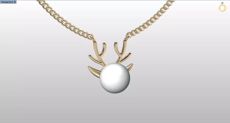 minimal pearl deer necklace