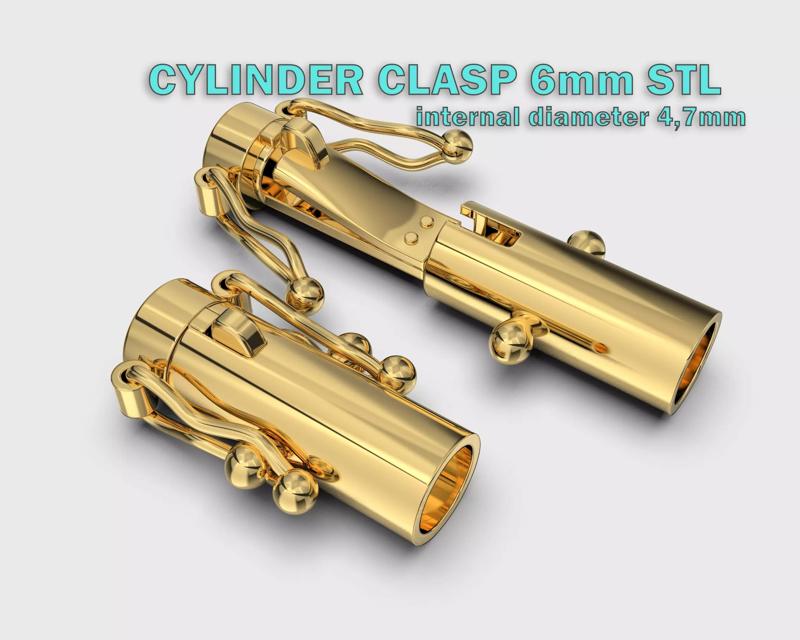 Jewelry CYLINDER CLASP 6mm STL ready for Print