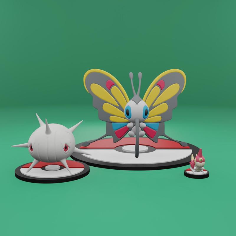 Pokemon No. 265-267 Wurmple, Silcoon, Beautifly