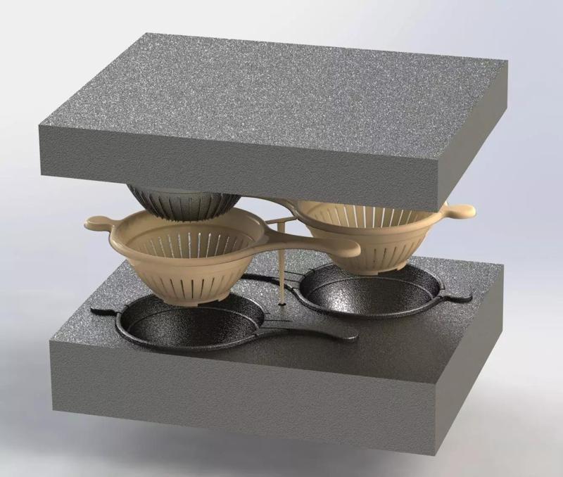 Colander2 - round with long holes plus a mold for casting