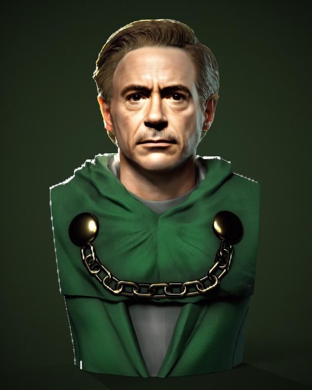 (1/6 1/12)Marvel doctor doom robert downey jr fantastic 4 tony stark bust headsculpt