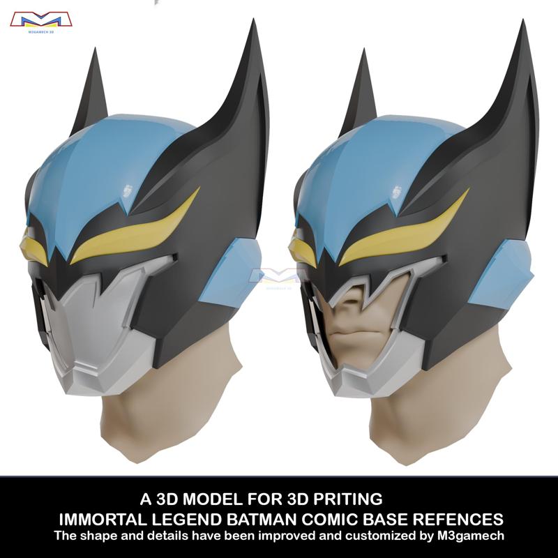 Batman Immortal Legend Helmet 3D Model – Improved Details & Custom Version Fan Made
