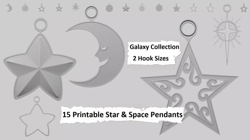 Galaxy Collection 3D Printable Star and Space Pendants