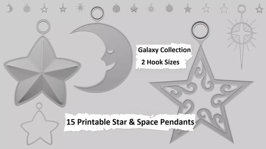 Galaxy Collection 3D Printable Star and Space Pendants