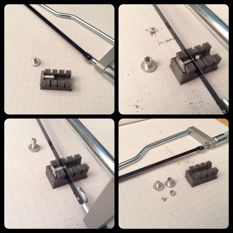 Jig for trimming binding post screws (Chicago Screws)