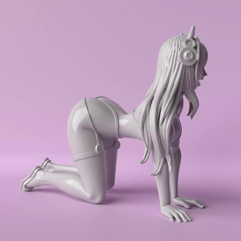 Wild Curve  Stylized Quadruped Pose Female Sculpture