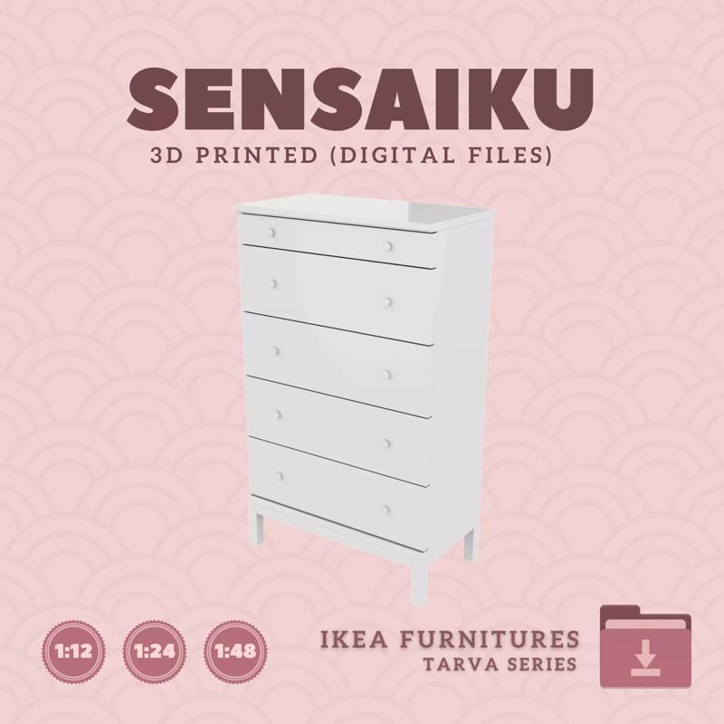 3 TARVA 5 Drawer Chest for Mini Dollhouse - IKEA - 3D Print