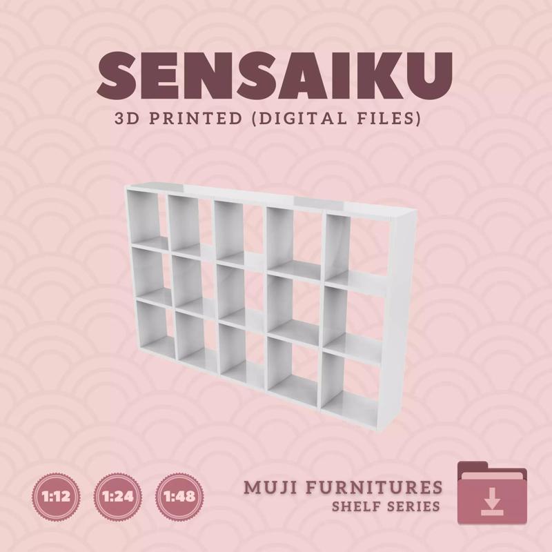 14 Muji Stacking Shelf - 5 x 3 for Dollhouse Muji 3D Print