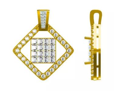 JCD format Elegant square shape pendant for women ring design