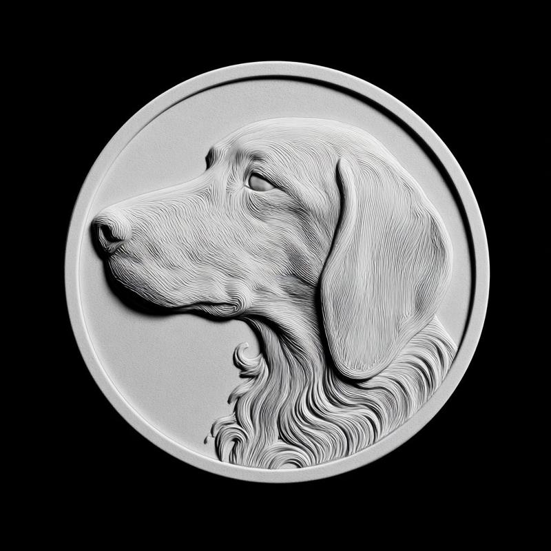 Dog Portrait Relief Medallion Sculpture