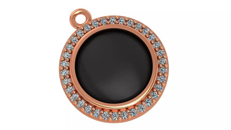 Round Black Enamel Paint Pendant Necklace