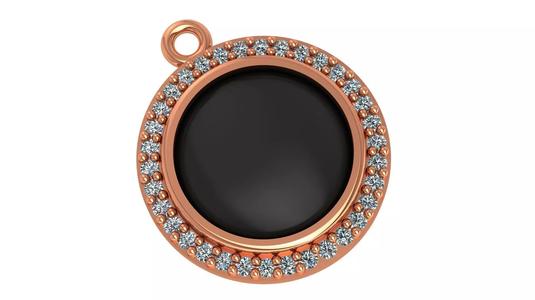 Round Black Enamel Paint Pendant Necklace
