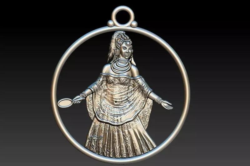 Oxum 3D Print Model pendant with woman in it