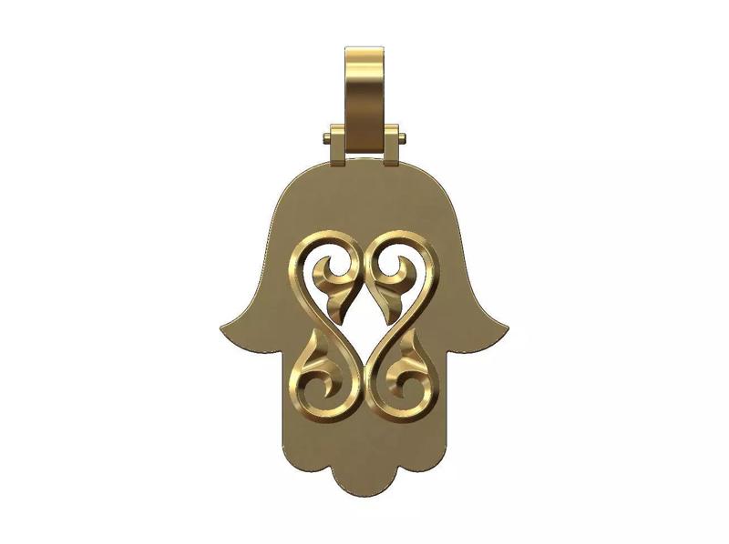 Floral scroll ornament Hamssa pendant