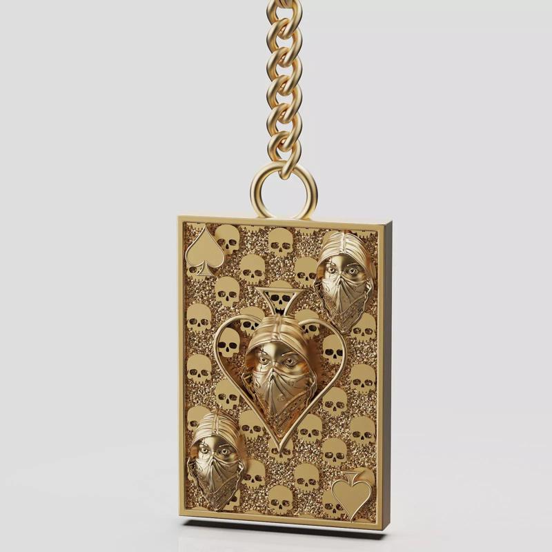 Pikes Spades playing card skull 3d key holder  jewelry