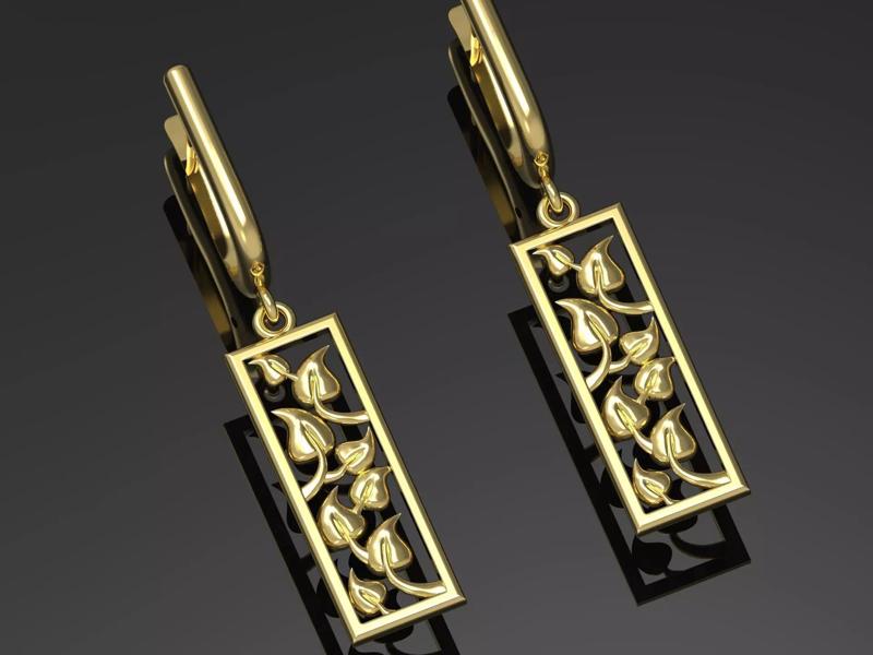 Earrings  flower leaf 168