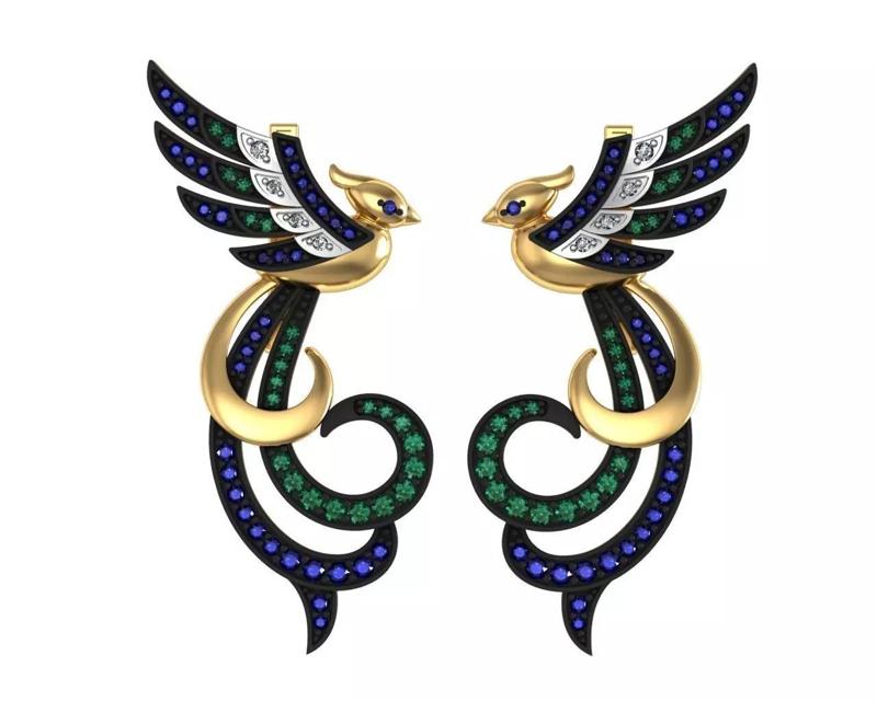 Earrings birds of paradise