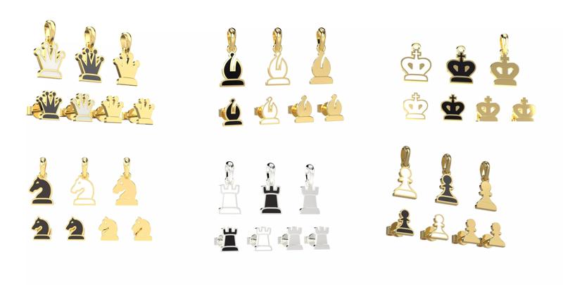 Chess pendants and earrings set