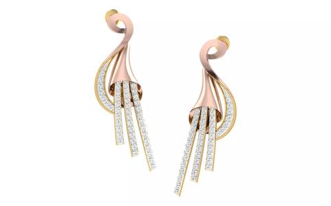 Diamond Drops Earrings 3dm render details