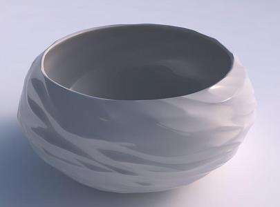 Bowl spheric squeezed wide with fibers smooth inside